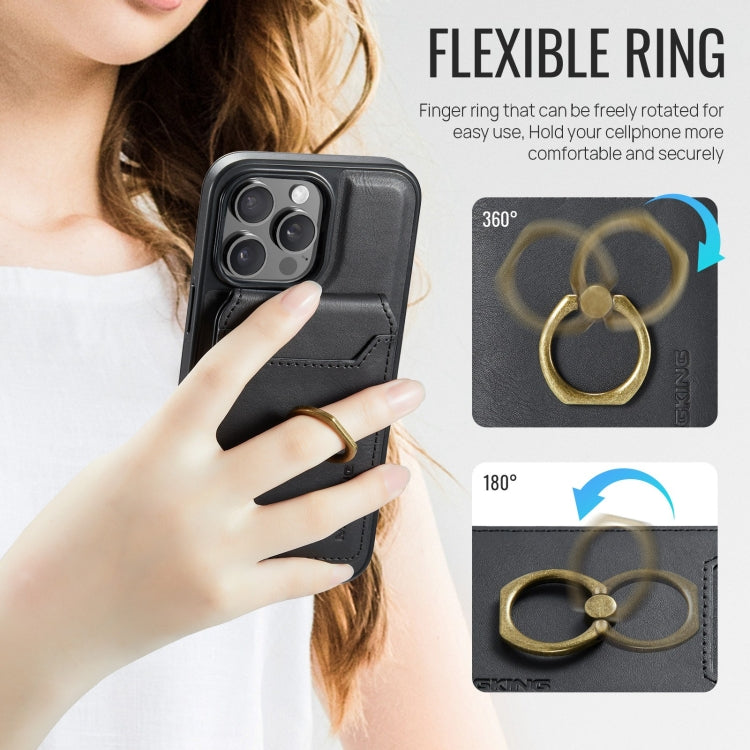 For iPhone 13 DG.MING K1 MagSafe Detachable Wallet RFID Back Cover Phone Case(Black)