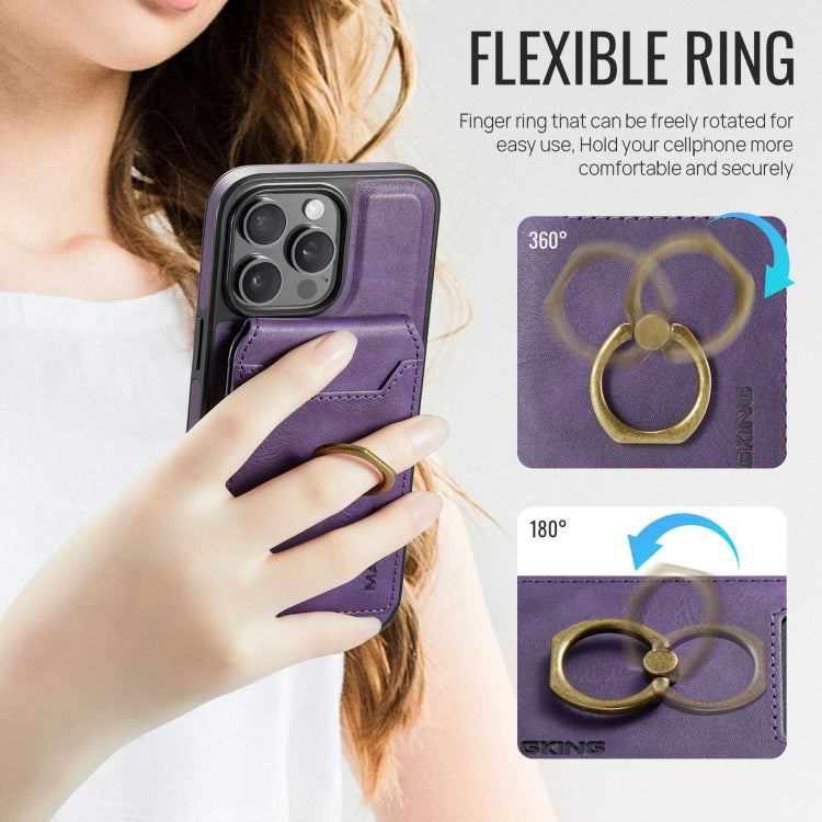 For iPhone 13 DG.MING K1 MagSafe Detachable Wallet RFID Back Cover Phone Case(Purple)