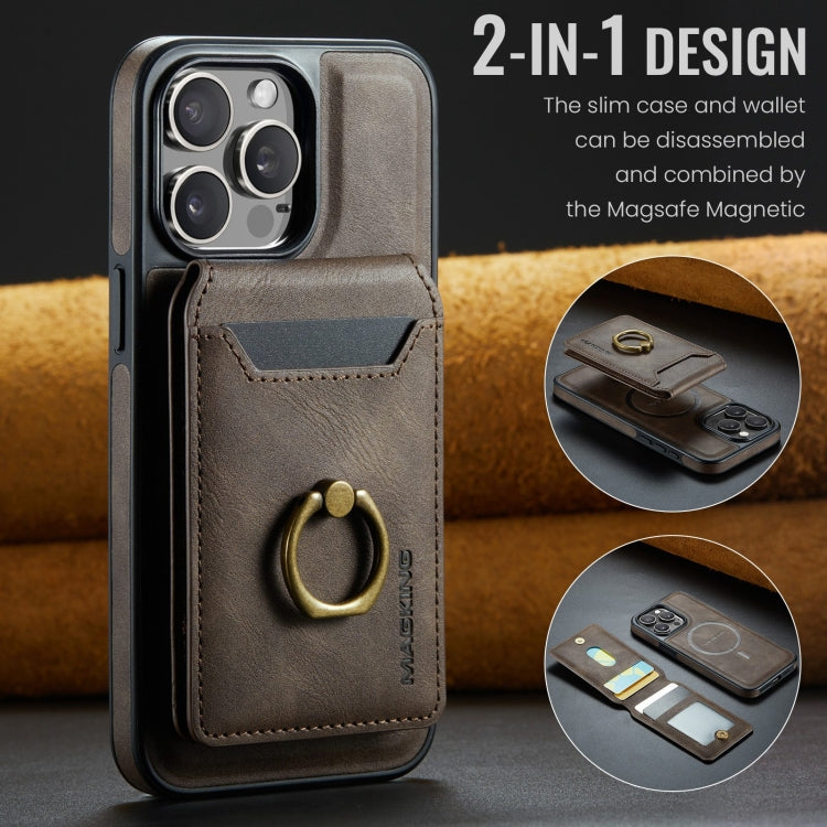 For iPhone 12 DG.MING K1 MagSafe Detachable Wallet RFID Back Cover Phone Case(Coffee)