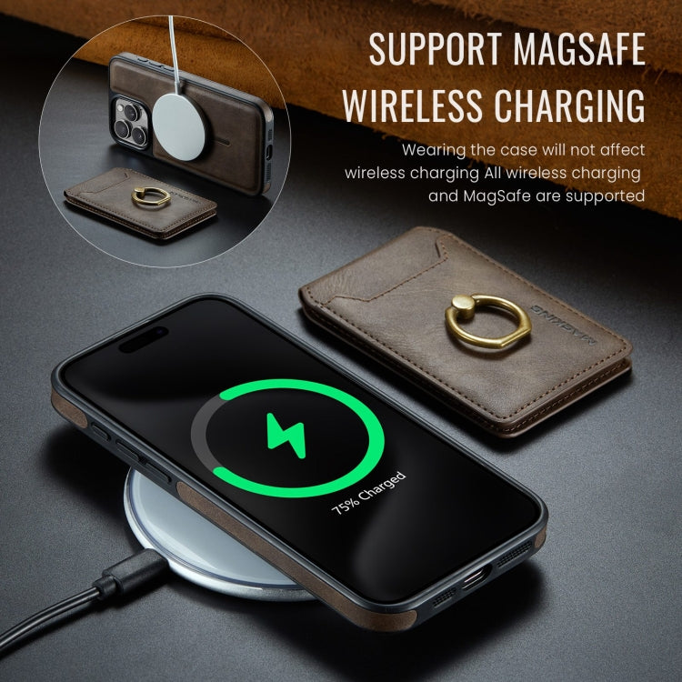 For iPhone 12 DG.MING K1 MagSafe Detachable Wallet RFID Back Cover Phone Case(Coffee)
