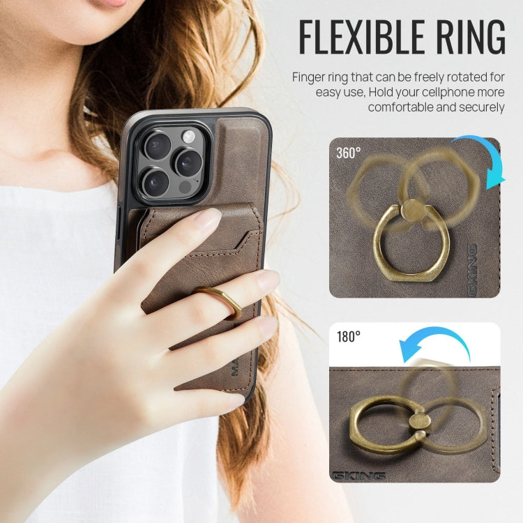 For iPhone 12 DG.MING K1 MagSafe Detachable Wallet RFID Back Cover Phone Case(Coffee)