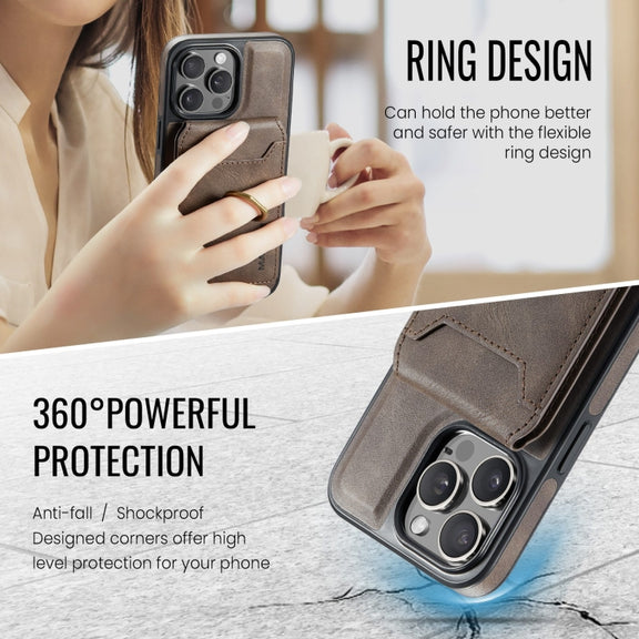 For iPhone 12 DG.MING K1 MagSafe Detachable Wallet RFID Back Cover Phone Case(Coffee)