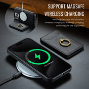 For iPhone 12 DG.MING K1 MagSafe Detachable Wallet RFID Back Cover Phone Case(Black)