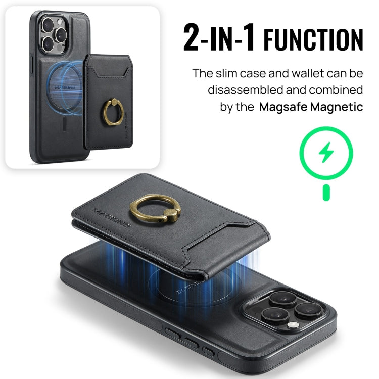 For iPhone 12 DG.MING K1 MagSafe Detachable Wallet RFID Back Cover Phone Case(Black)
