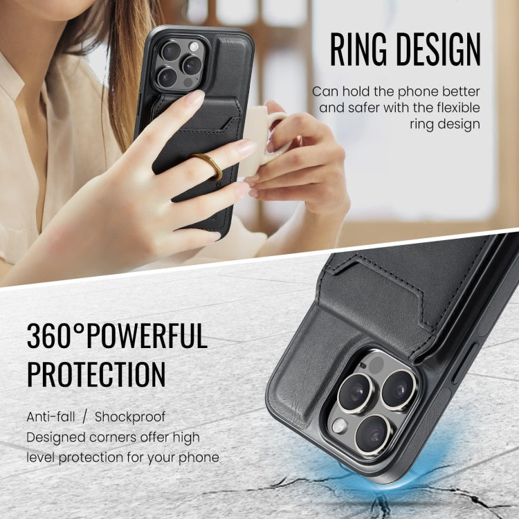 For iPhone 12 DG.MING K1 MagSafe Detachable Wallet RFID Back Cover Phone Case(Black)