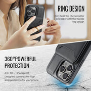 For iPhone 12 DG.MING K1 MagSafe Detachable Wallet RFID Back Cover Phone Case(Black)