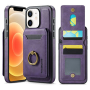 For iPhone 12 DG.MING K1 MagSafe Detachable Wallet RFID Back Cover Phone Case(Purple)