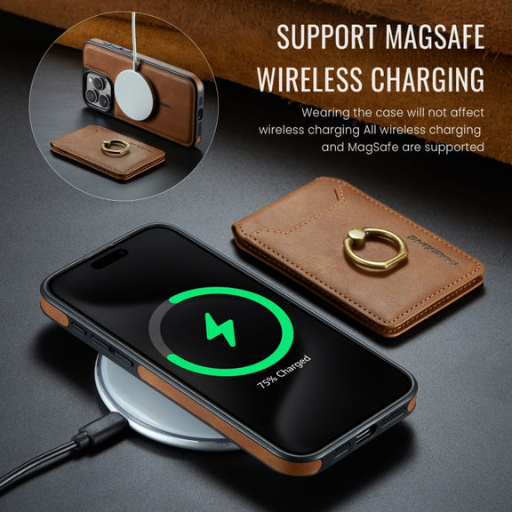 For iPhone 12 DG.MING K1 MagSafe Detachable Wallet RFID Back Cover Phone Case(Brown)