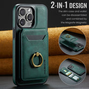For iPhone 12 DG.MING K1 MagSafe Detachable Wallet RFID Back Cover Phone Case(Green)