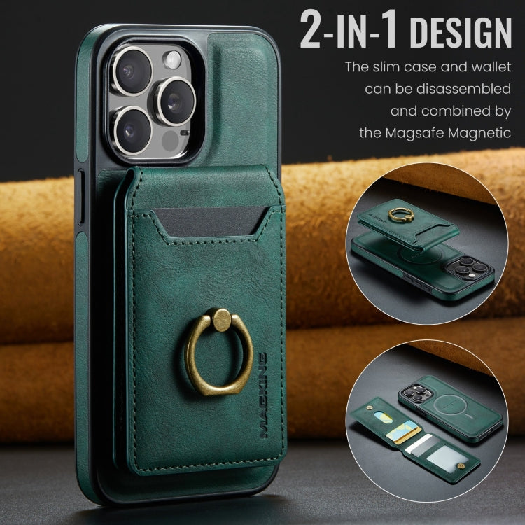 For iPhone 12 DG.MING K1 MagSafe Detachable Wallet RFID Back Cover Phone Case(Green)