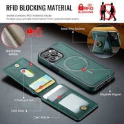 For iPhone 12 DG.MING K1 MagSafe Detachable Wallet RFID Back Cover Phone Case(Green)