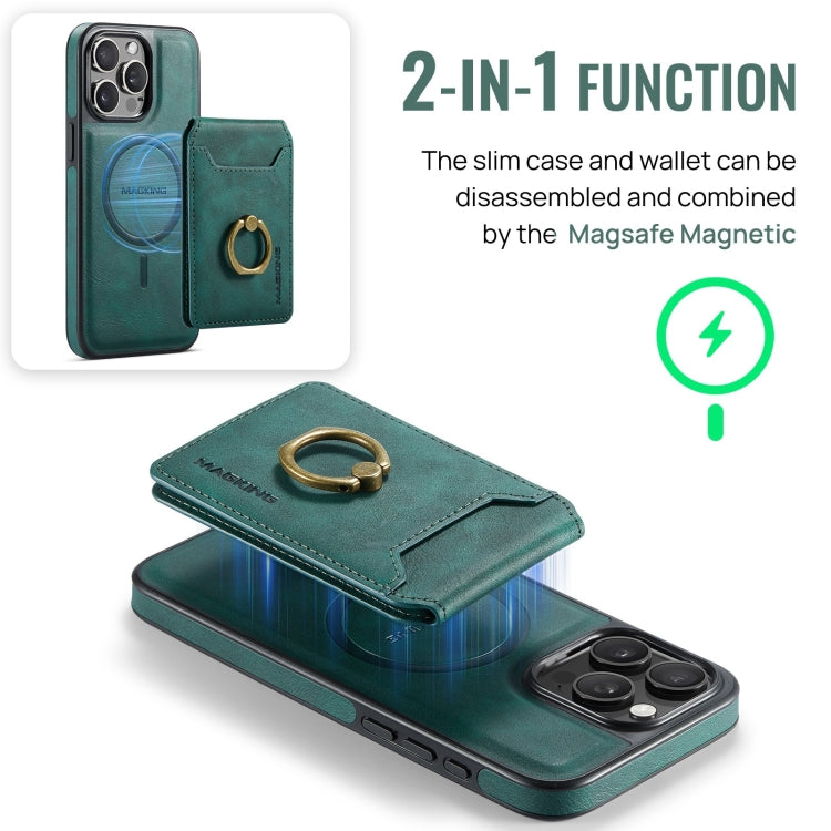 For iPhone 12 DG.MING K1 MagSafe Detachable Wallet RFID Back Cover Phone Case(Green)