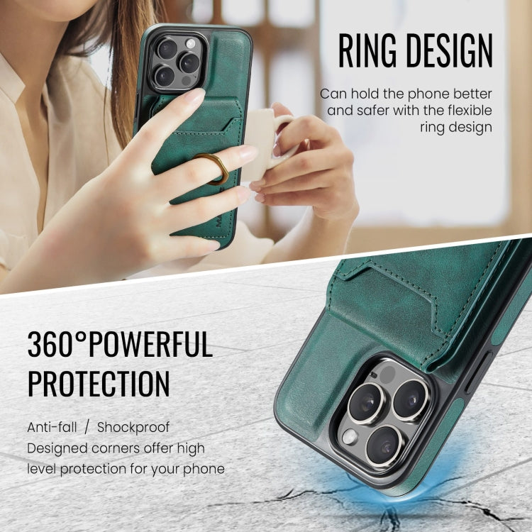 For iPhone 12 DG.MING K1 MagSafe Detachable Wallet RFID Back Cover Phone Case(Green)