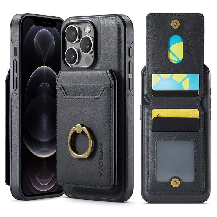 For iPhone 12 Pro Max DG.MING K1 MagSafe Detachable Wallet RFID Back Cover Phone Case(Black)