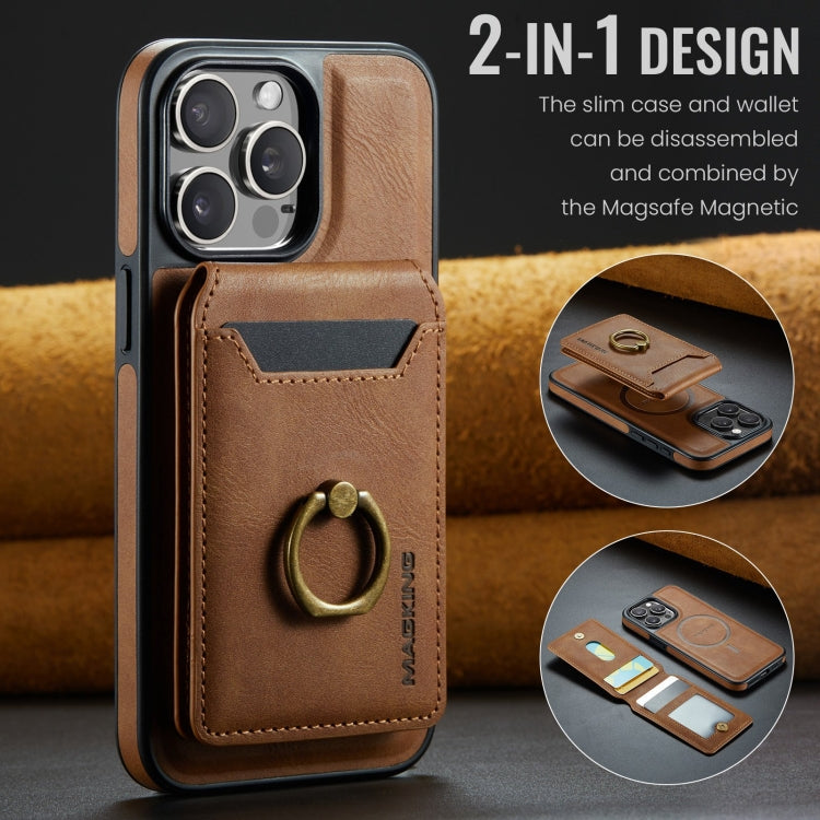 For iPhone 12 Pro Max DG.MING K1 MagSafe Detachable Wallet RFID Back Cover Phone Case(Brown)