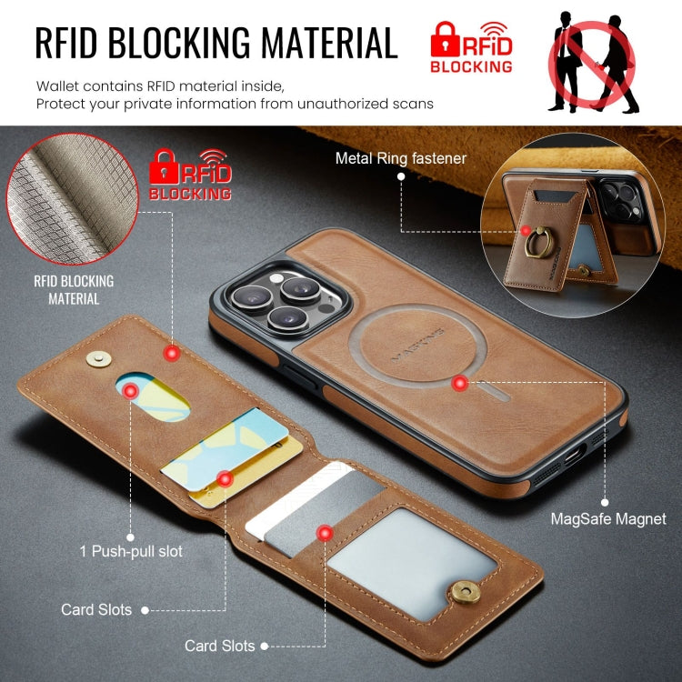 For iPhone 12 Pro Max DG.MING K1 MagSafe Detachable Wallet RFID Back Cover Phone Case(Brown)