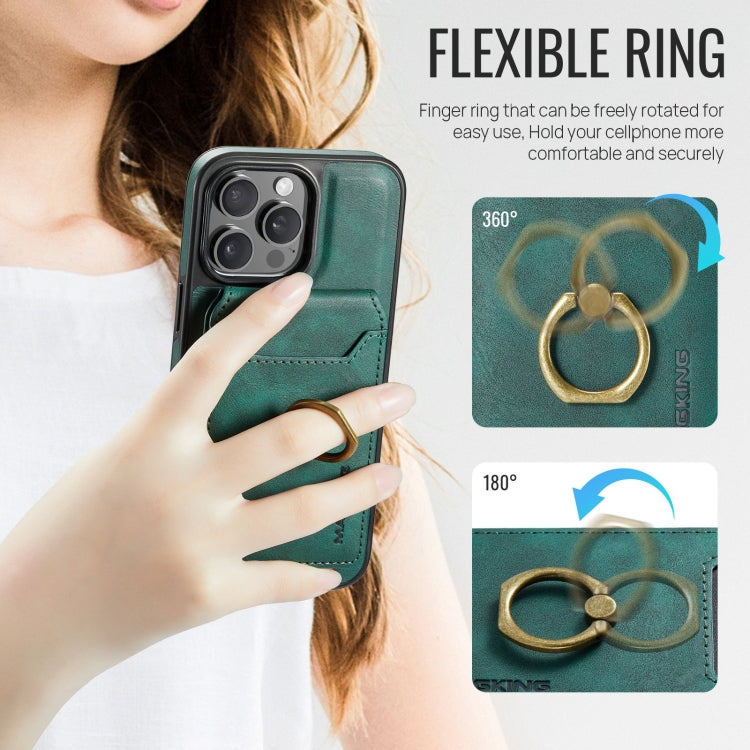 For iPhone 12 Pro Max DG.MING K1 MagSafe Detachable Wallet RFID Back Cover Phone Case(Green)