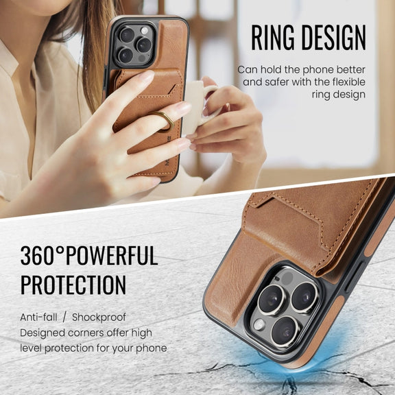 For iPhone 12 Pro DG.MING K1 MagSafe Detachable Wallet RFID Back Cover Phone Case(Brown)