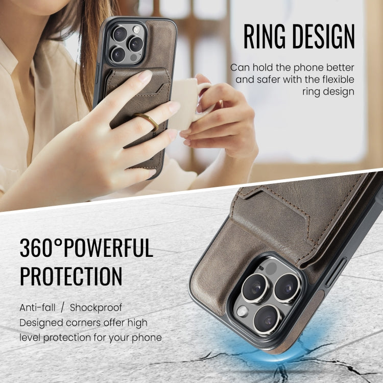 For iPhone 16 Pro Max DG.MING K1 MagSafe Detachable Wallet RFID Back Cover Phone Case(Coffee)