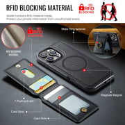 For iPhone 16 Pro Max MAGKING K1 MagSafe Detachable Wallet RFID Back Cover Phone Case(Black)