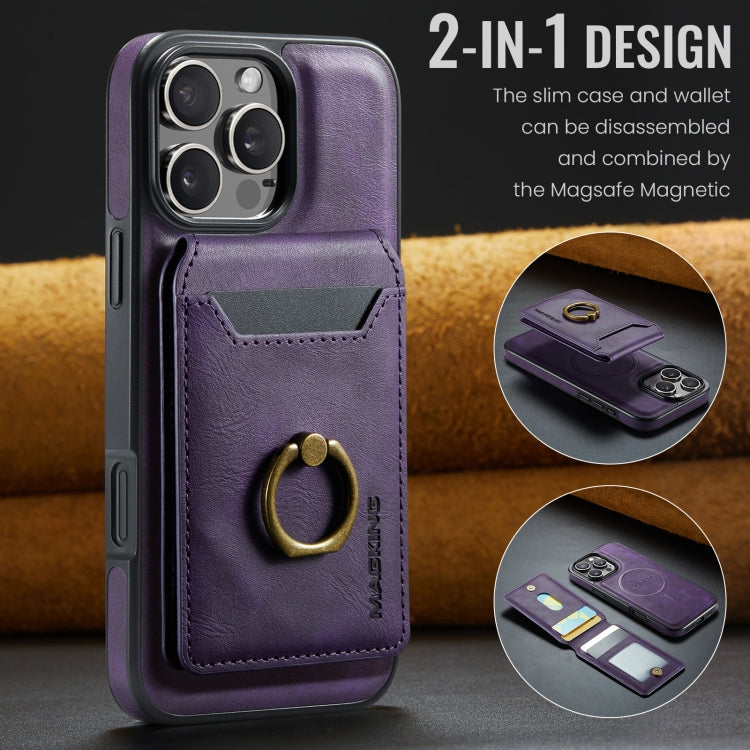 For iPhone 16 Pro Max DG.MING K1 MagSafe Detachable Wallet RFID Back Cover Phone Case(Purple)
