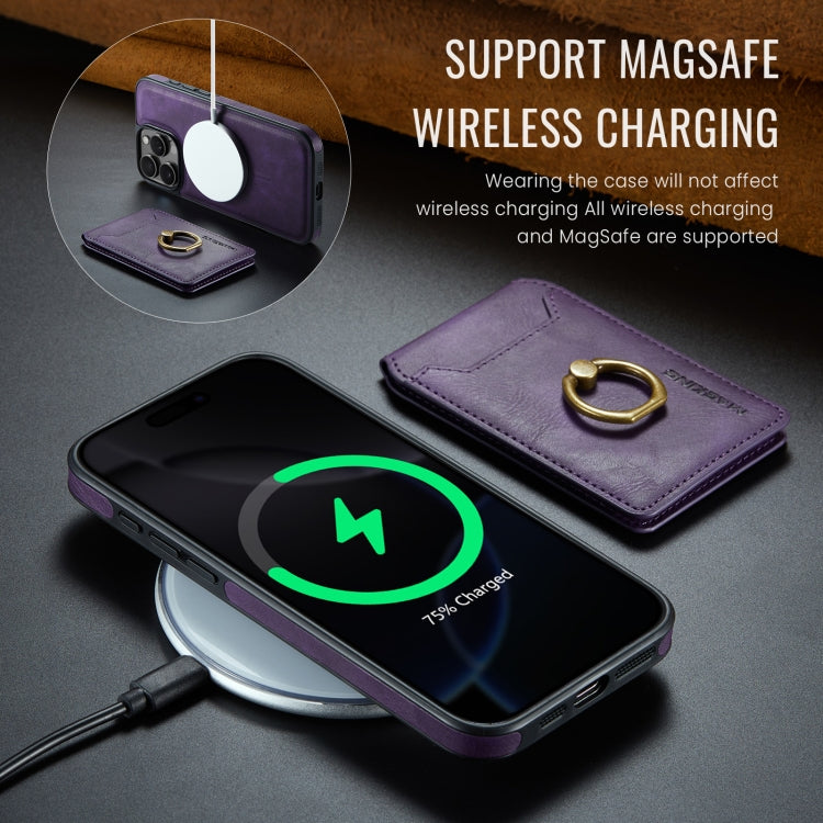 For iPhone 16 Pro Max DG.MING K1 MagSafe Detachable Wallet RFID Back Cover Phone Case(Purple)