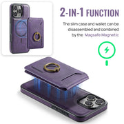 For iPhone 16 Pro Max DG.MING K1 MagSafe Detachable Wallet RFID Back Cover Phone Case(Purple)