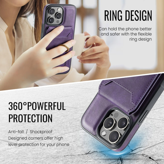 For iPhone 16 Pro Max DG.MING K1 MagSafe Detachable Wallet RFID Back Cover Phone Case(Purple)