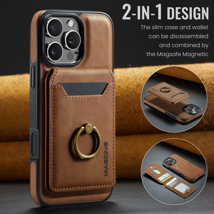 For iPhone 16 Pro Max DG.MING K1 MagSafe Detachable Wallet RFID Back Cover Phone Case(Brown)