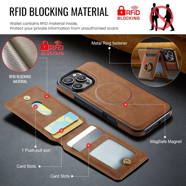 For iPhone 16 Pro Max DG.MING K1 MagSafe Detachable Wallet RFID Back Cover Phone Case(Brown)