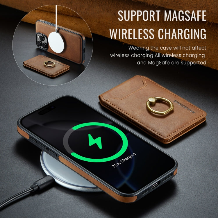 For iPhone 16 Pro Max DG.MING K1 MagSafe Detachable Wallet RFID Back Cover Phone Case(Brown)