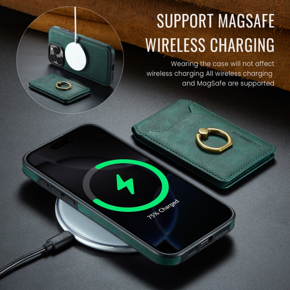 For iPhone 16 Pro Max MAGKING K1 MagSafe Detachable Wallet RFID Back Cover Phone Case(Green)
