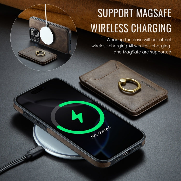 For iPhone 16 Pro DG.MING K1 MagSafe Detachable Wallet RFID Back Cover Phone Case(Coffee)