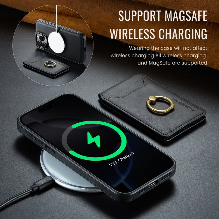 For iPhone 16 Pro DG.MING K1 MagSafe Detachable Wallet RFID Back Cover Phone Case(Black)