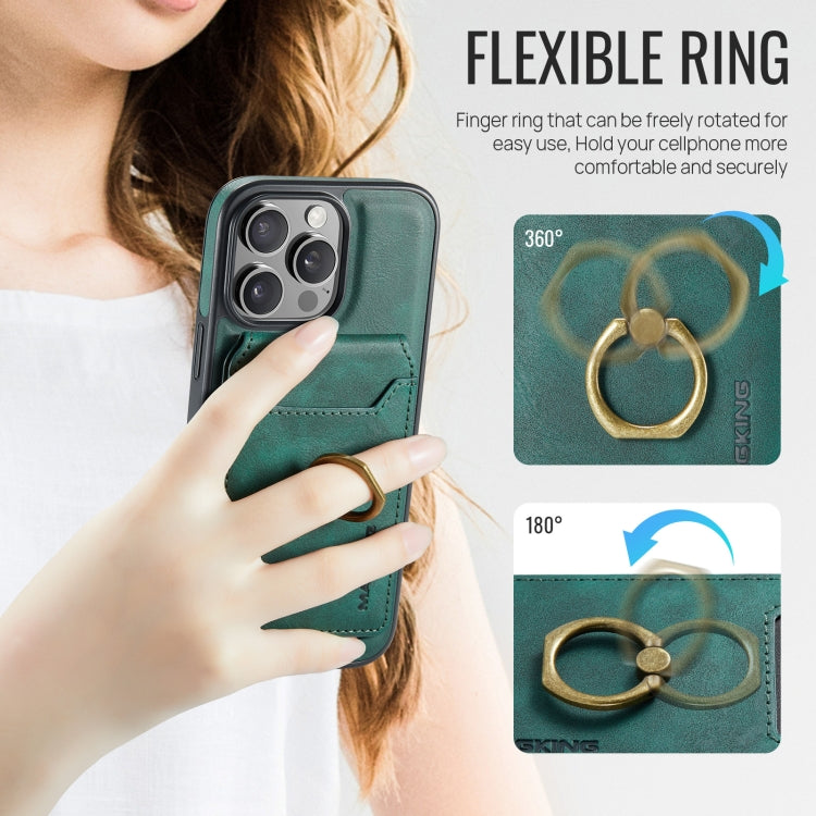 For iPhone 16 Pro DG.MING K1 MagSafe Detachable Wallet RFID Back Cover Phone Case(Green)