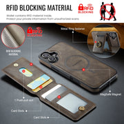 For iPhone 16 Plus DG.MING K1 MagSafe Detachable Wallet RFID Back Cover Phone Case(Coffee)