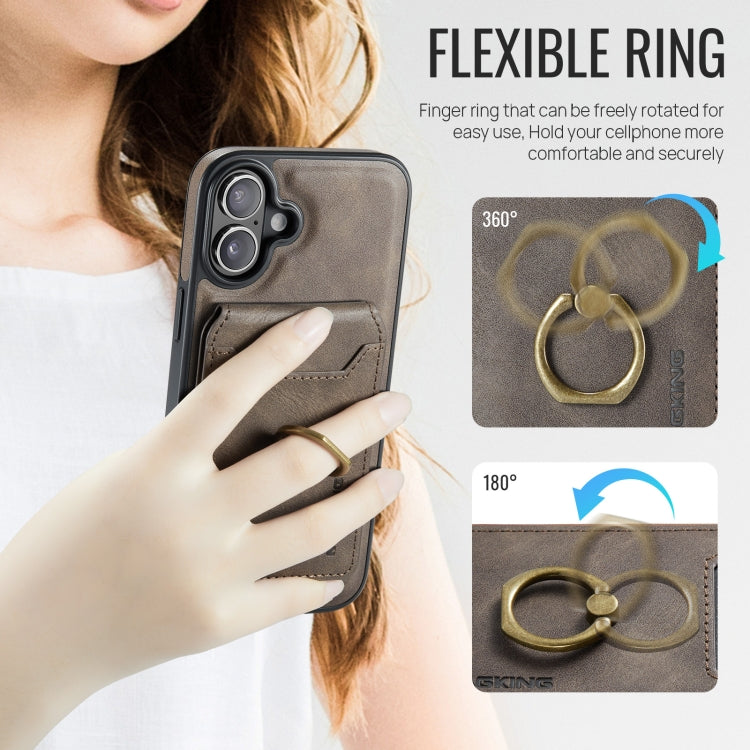 For iPhone 16 Plus DG.MING K1 MagSafe Detachable Wallet RFID Back Cover Phone Case(Coffee)