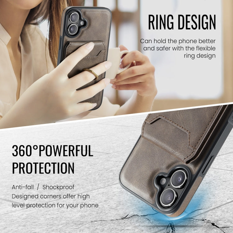For iPhone 16 Plus DG.MING K1 MagSafe Detachable Wallet RFID Back Cover Phone Case(Coffee)