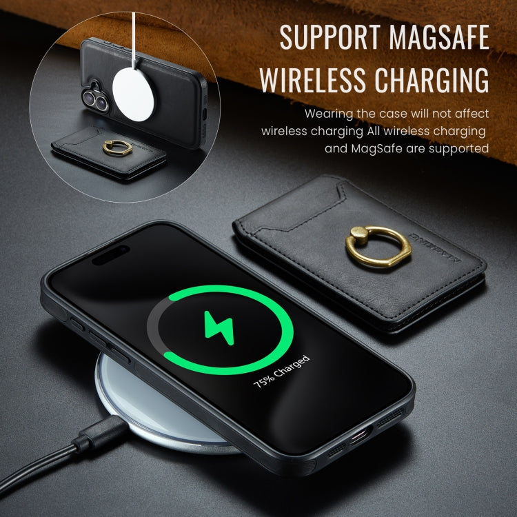 For iPhone 16 Plus DG.MING K1 MagSafe Detachable Wallet RFID Back Cover Phone Case(Black)
