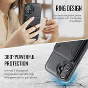 For iPhone 16 Plus DG.MING K1 MagSafe Detachable Wallet RFID Back Cover Phone Case(Black)