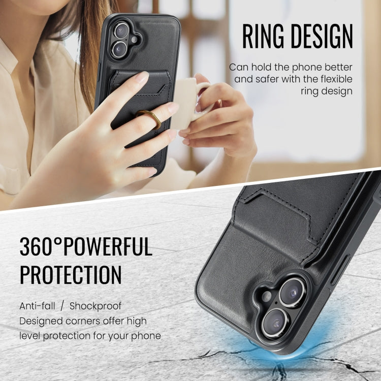 For iPhone 16 Plus DG.MING K1 MagSafe Detachable Wallet RFID Back Cover Phone Case(Black)