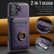 For iPhone 16 Plus DG.MING K1 MagSafe Detachable Wallet RFID Back Cover Phone Case(Purple)