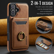 For iPhone 16 Plus DG.MING K1 MagSafe Detachable Wallet RFID Back Cover Phone Case(Brown)