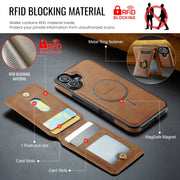 For iPhone 16 Plus DG.MING K1 MagSafe Detachable Wallet RFID Back Cover Phone Case(Brown)
