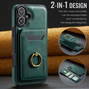 For iPhone 16 Plus DG.MING K1 MagSafe Detachable Wallet RFID Back Cover Phone Case(Green)