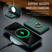 For iPhone 16 Plus DG.MING K1 MagSafe Detachable Wallet RFID Back Cover Phone Case(Green)