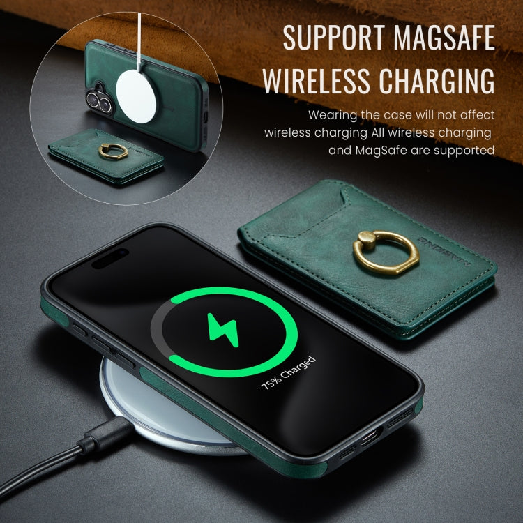 For iPhone 16 Plus DG.MING K1 MagSafe Detachable Wallet RFID Back Cover Phone Case(Green)