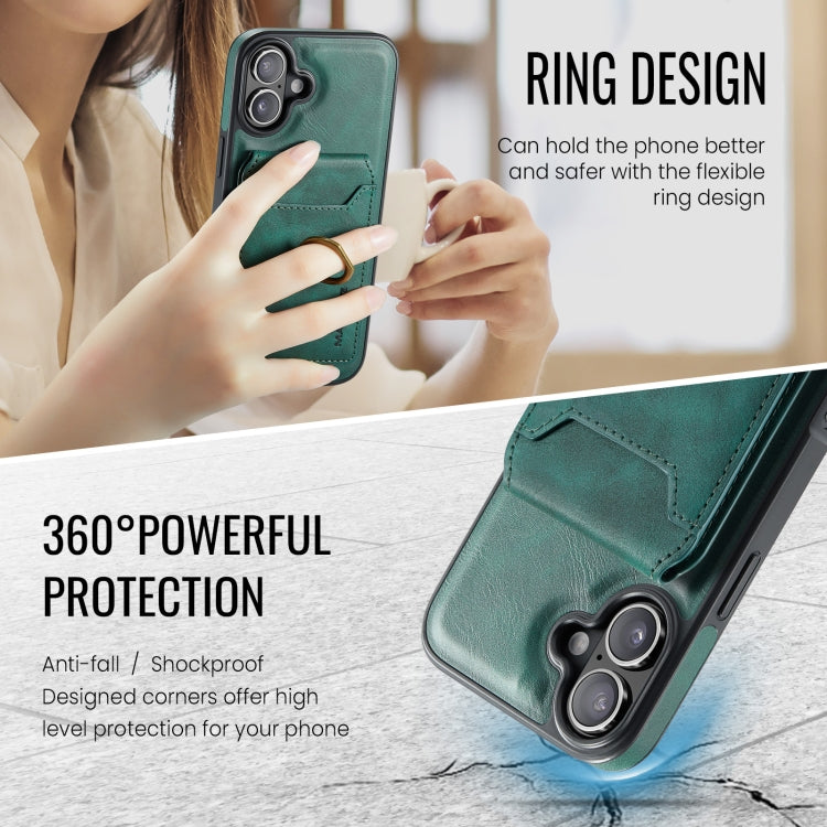 For iPhone 16 Plus DG.MING K1 MagSafe Detachable Wallet RFID Back Cover Phone Case(Green)