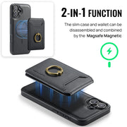 For iPhone 16 DG.MING K1 MagSafe Detachable Wallet RFID Back Cover Phone Case(Black)