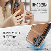 For iPhone 16 DG.MING K1 MagSafe Detachable Wallet RFID Back Cover Phone Case(Brown)